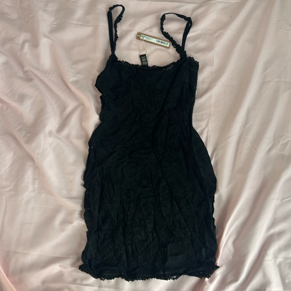 Skims Lace Black Mini Dress Small with Tags